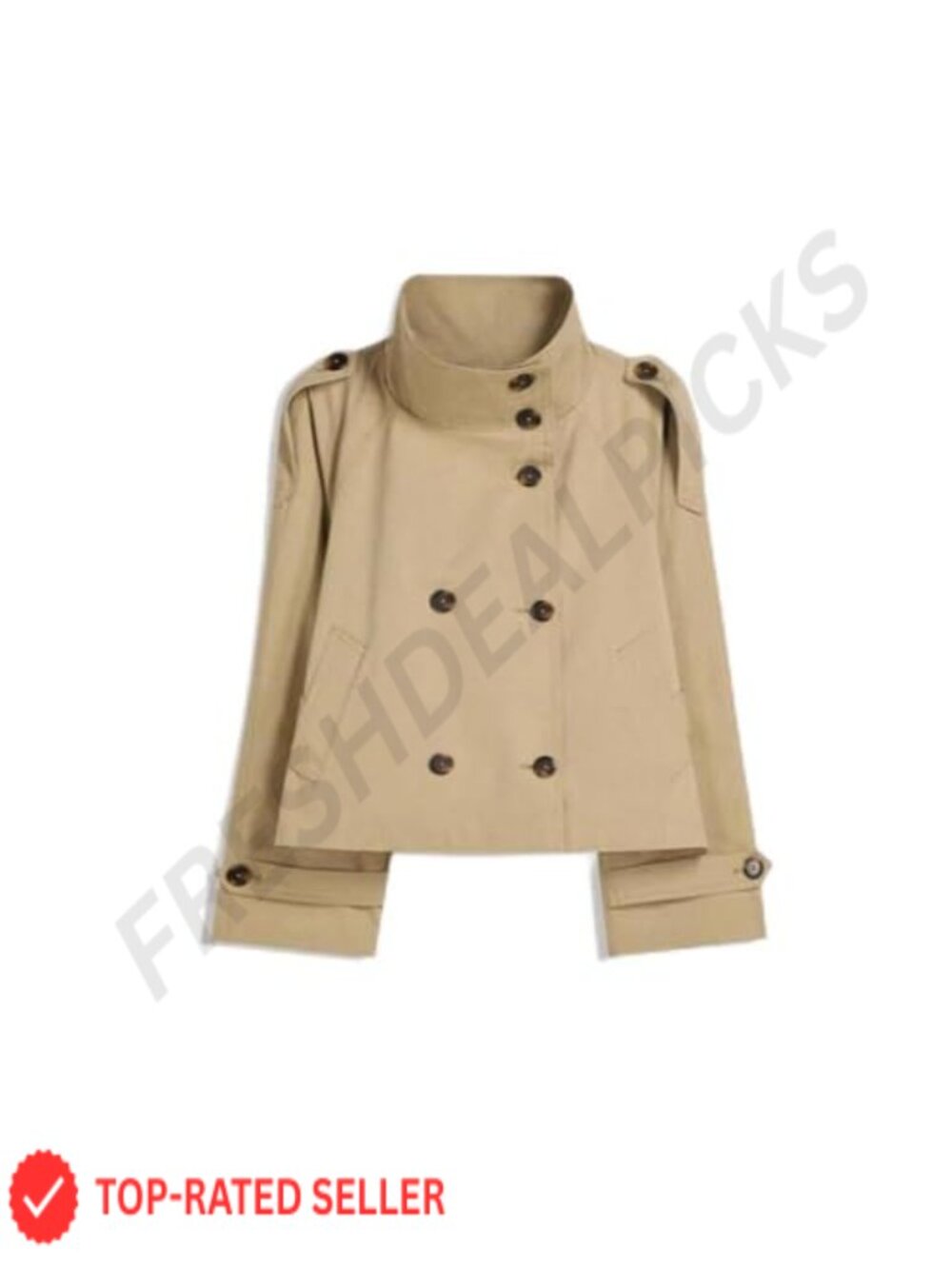 Retro Double Breasted Lace-Up Long Sleeve Cropped Windbreaker Jacket